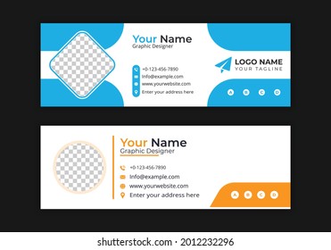 Corporate Email Signature Template Design. With Two Types Of Different Designs And Vector illustrations. And Two Colors Variations