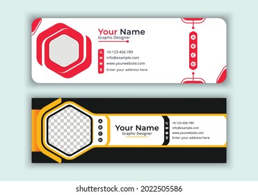Corporate Email Signature Template Design. With Two Types Of Different Designs And Vector illustrations. And Two Colors Variations