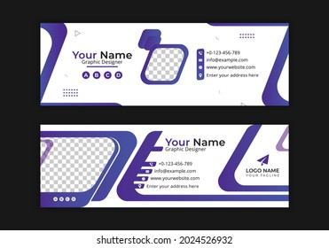 Corporate Email Signature Template Design. With Two Types Of Different Designs And Vector illustrations. And One Colors Variations