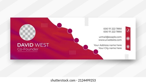 Corporate email signature template design for business promotion by email.
Modern vector email signature abstract layout.