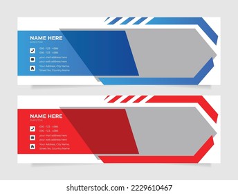Corporate Email signature template or email footer and personal social media cover templates with an author photo place creative modern layout