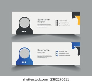 Corporate Email signature template or email footer and personal social media cover templates with an author photo place creative modern layout vector creative Professional modern.
