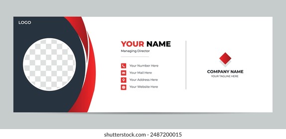 Corporate Email signature template or email footer and personal social media cover templates with an author photo place creative modern layout