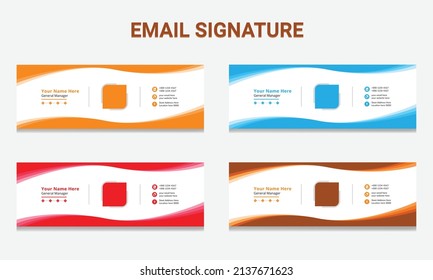 Corporate Email signature template or personal social media cover templates with colors variation