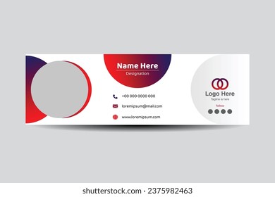 Corporate email signature template. Red and white color. Vector illustration