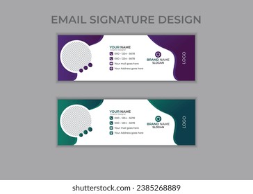Firma corporativa de correo electrónico Plantilla de ilustración vectorial moderna Diseño gráfico con elementos gráficos redondos.Limpieza de la firma de correo electrónico, empresa corporativa. Firma de correo electrónico.