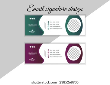 Corporate email signature  Template vector illustration template  modern Graphic design layout with round graphic elements.Email signature clean, company corporate. Email signature.