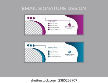 Corporate email signature  Template vector illustration template  modern Graphic design layout with round graphic elements.Email signature clean, company corporate. Email signature.