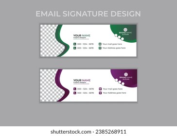 Corporate email signature  Template vector illustration template  modern Graphic design layout with round graphic elements.Email signature clean, company corporate. Email signature.