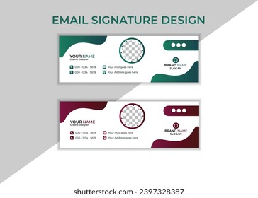 Firma de correo electrónico corporativo Plantilla de ilustración vectorial diseño gráfico moderno con elementos gráficos redondos.