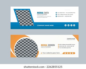 Corporate Email signature unique vector design template or personal business minimalist personal web social media cover layout