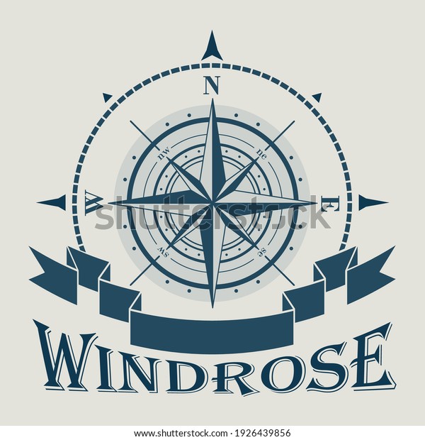 Corporate\
emblem with windrose and ribbon\
illustration