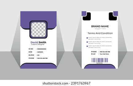 Corporate employee identity card. abstract design. Own information.