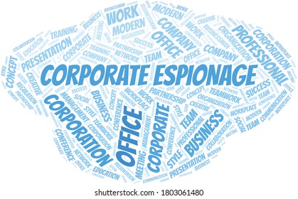 Corporate Espionage vector word cloud, made with text only.