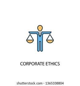 corporate ethics concept 2 colored line icon. Simple yellow and blue element illustration. corporate ethics concept outline symbol design