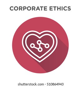 Corporate Ethics Icon Set with heart and connection symbols
