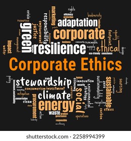 corporate ethics word cloud template. Law concept vector on white background.