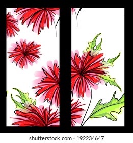 Corporate euro envelope for presentation. With red aster flower on white background and clipping mask.