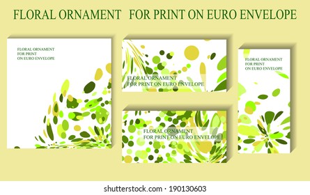 Corporate euro envelope for presentation. Vector illustration for spring design. Colorful round element on green and yellow background. Abstract splash.Clipping mask.