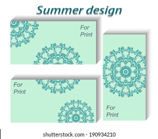 Corporate euro envelope for presentation. Vector illustration for spring design. Round mandala element, ornamental background.Clipping mask.