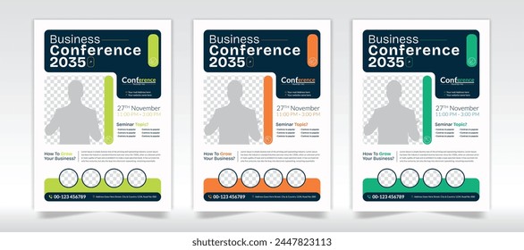 Corporate event flyer design template set, Corporate business conference a4 flyer design