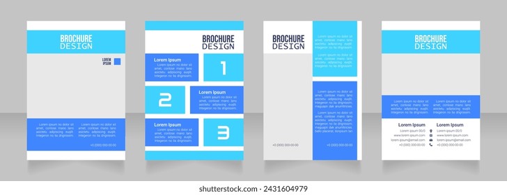 Corporate event promo blank brochure design. Template set with copy space for text. Premade corporate reports collection. Editable 4 paper pages. Bebas Neue, Lucida Console, Roboto Light fonts used