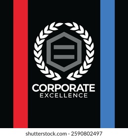Corporate Excellence Logo Vector – Minimalist Laurel Wreath with Geometric Icon and Clean Sans-Serif Text