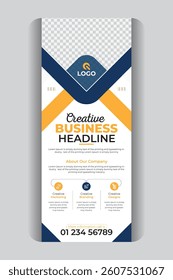 Corporate exhibition advertising banner, presentation, Business agency business pull up vertical display banner, luxury creative rollup, unique pull up banner template design
