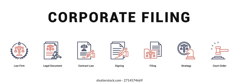 Corporativa Ilustración de Anuncio de Web moderno y limpio con iconos temáticos para la comunicación visual
