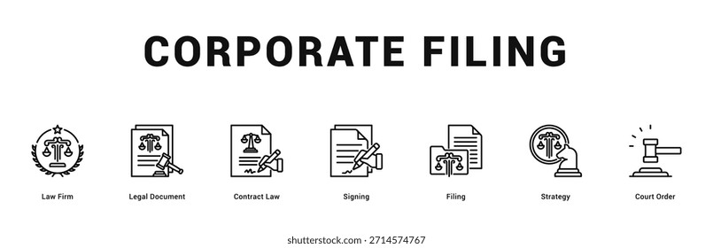 Corporativa Ilustración de Anuncio de Web moderno y limpio con iconos temáticos para la comunicación visual