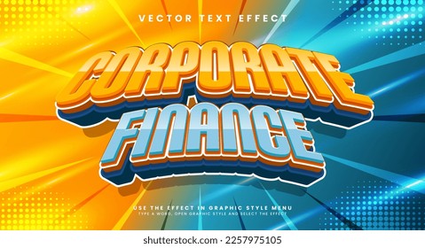 Corporate finance 3d editable vector text style effect, suitable for financial marketing themes
