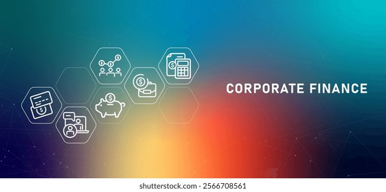 Corporate finance gradient header company business financial accountability budget report cost calculation data planning analysis management design