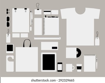 Corporate flat identity mock-up template for your design. Vector illustration