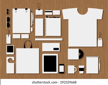 Corporate flat identity mock-up template for your design. Vector illustration