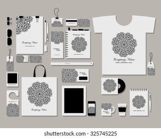 Corporate flat identity mock-up template for your design. Vector illustration