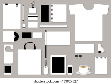 Corporate flat identity mock-up template for your design. Vector illustration