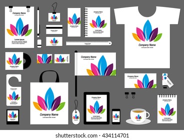 Corporate flat identity mock-up template for your design. Vector illustration
