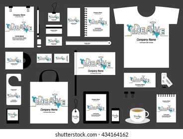 Corporate flat identity mock-up template for your design. Vector illustration