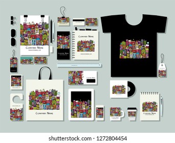 Corporate flat mock-up template, abstract background