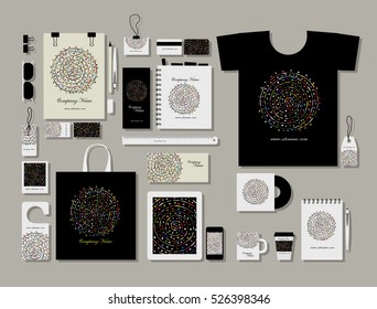 Corporate flat mock-up template, floral mandala design