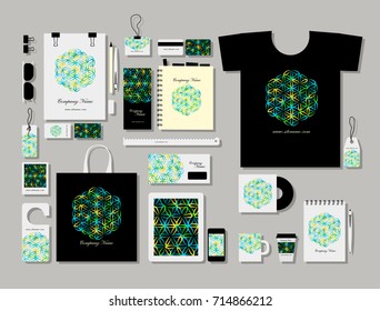 Corporate flat mock-up template, flower of life