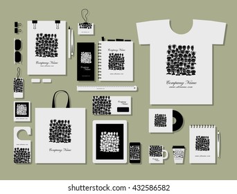 Corporate flat mock-up template, people crowd design. Vector illustration