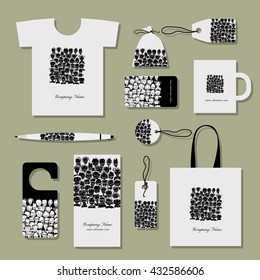 Corporate flat mock-up template, people crowd design. Vector illustration