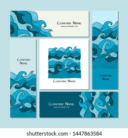 Corporate flat mock-up template. Sea waves design