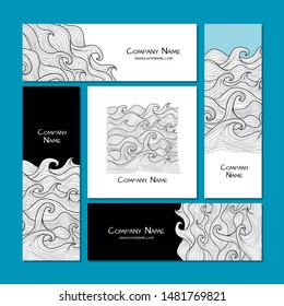 Corporate flat mock-up template. Sea waves design