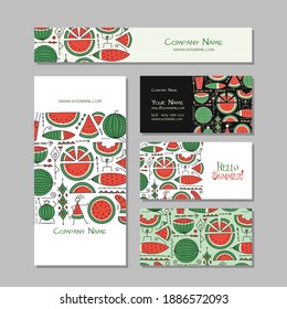 Corporate flat mock-up template. Watermelon background. Vector illustration