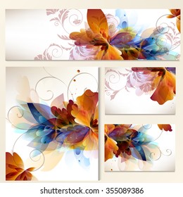 Corporate floral identity templates with abstract foliage for design