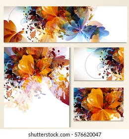 Corporate floral identity templates with abstract foliage for design