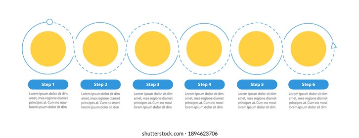 Corporate flowchart vector infographic template. Presentation design elements with text space. Data visualization with 6 steps. Process timeline chart. Workflow layout with copyspace