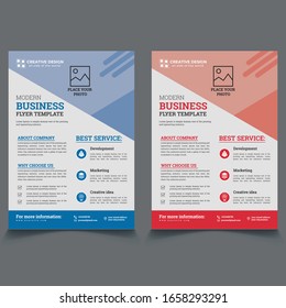 CORPORATE FLYER / Business abstract vector template. Brochure design flyer in A4 with colorful shapes